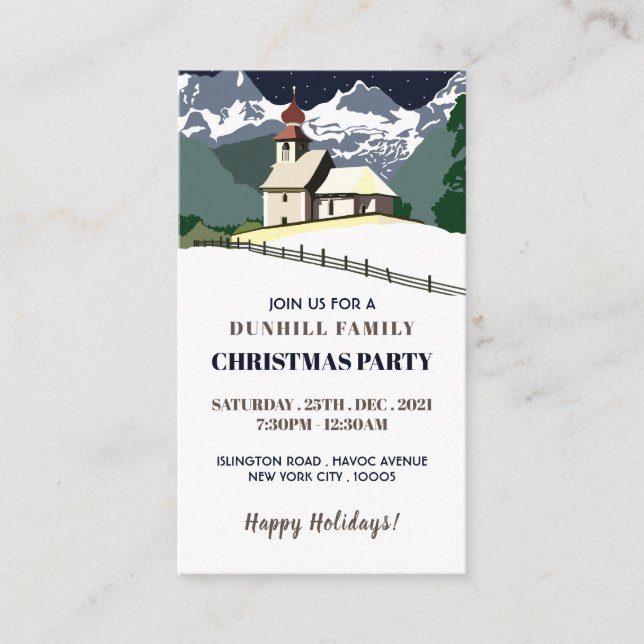 Mountain church, Christmas Party Ticket Invitation (Front)