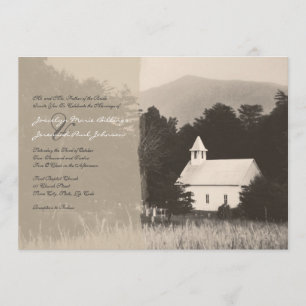Mountain Church Vintage Wedding Invitation