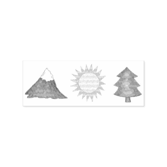 Mountain Climb Sun Pine Tree Camping Hiking Stamp (Imprint)
