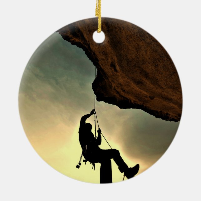 Mountain climber beautiful scenery ceramic tree decoration (Back)
