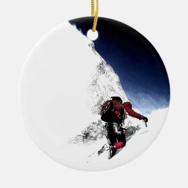 Mountain Climber Extreme Sports Ceramic Ornament (Front)