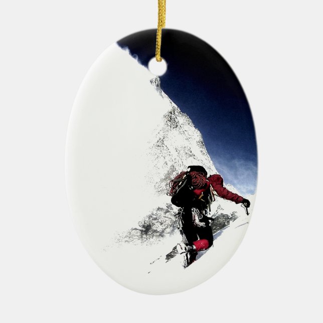 Mountain Climber Extreme Sports Ceramic Tree Decoration (Front)