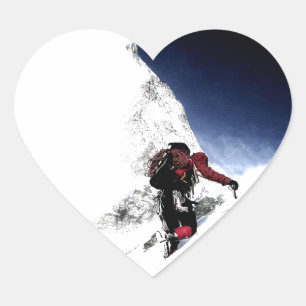 Mountain Climber Extreme Sports Heart Sticker