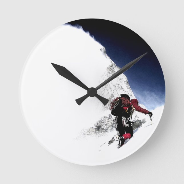 Mountain Climber Extreme Sports Round Clock (Front)