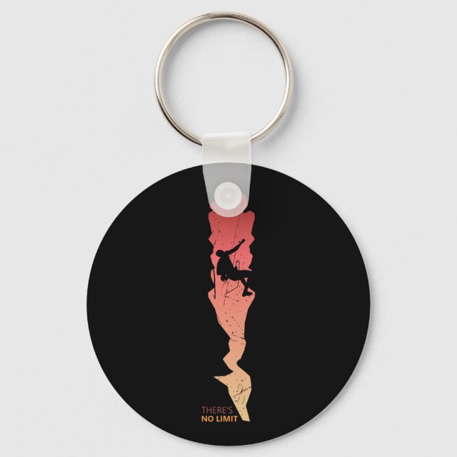 Mountain Climber Silhouette Design Key Ring (Front)