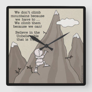 Mountain Climber Square Wall Clock