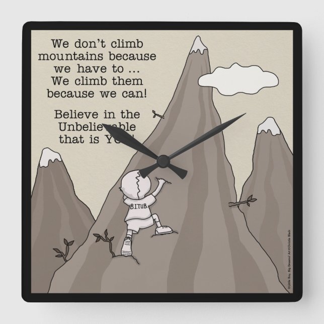 Mountain Climber Square Wall Clock (Front)