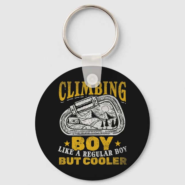 Mountain Climbing Boy Climber Boy Climbing Boulder Key Ring (Front)