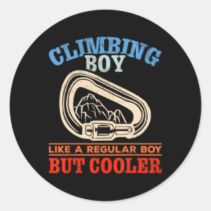 Mountain Climbing Boy Climbing Wall Bouldering Roc Classic Round Sticker