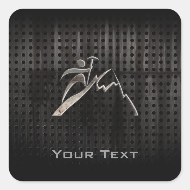 Mountain Climbing; Cool Black Square Sticker (Front)