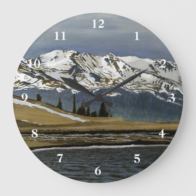 Mountain Colorado Snow Large Clock (Front)
