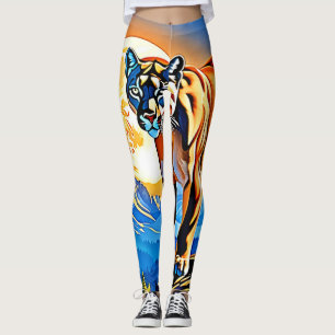 Mountain Cougar: Sunset Majesty Leggings