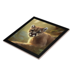 Mountain Cougar Wildlife Portrait  Ceramic Tile