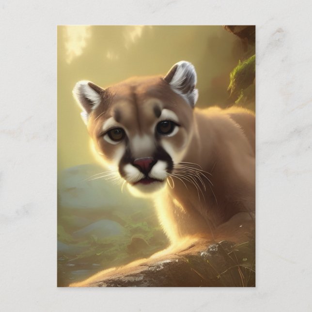Mountain Cougar Wildlife Portrait   Postcard (Front)