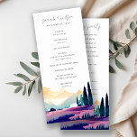 Mountain Country Field Landscape Wedding Program<br><div class="desc">Mountain Country Lilac Fields Landscape Theme Collection.- it's an elegant script watercolor Illustration of colourful mountain Landscape,  perfect for your summer spring country wedding & parties. It’s very easy to customise,  with your personal details. If you need any other matching product or customisation,  kindly message via Zazzle.</div>