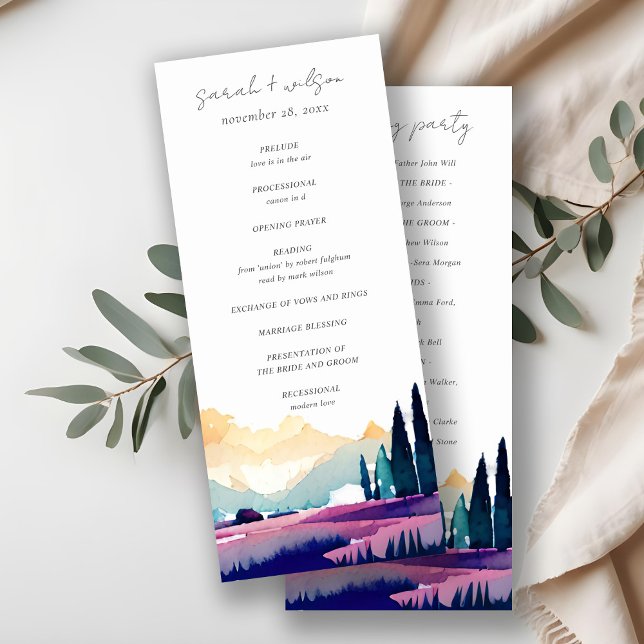 Mountain Country Field Landscape Wedding Program (Creator Uploaded)