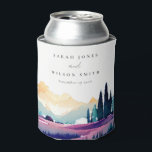 Mountain Country Lilac Fields Landscape Wedding Can Cooler<br><div class="desc">Mountain Country Lilac Fields Landscape Theme Collection.- it's an elegant script watercolor Illustration of colourful mountain Landscape,  perfect for your summer spring country wedding & parties. It’s very easy to customise,  with your personal details. If you need any other matching product or customisation,  kindly message via Zazzle.</div>