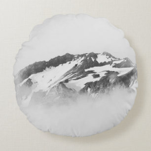 MOUNTAIN COVERED WITH SNOW ROUND CUSHION