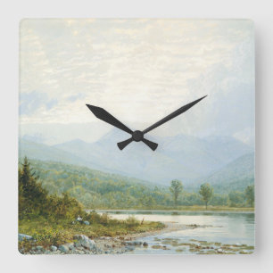 Mountain Creek Fine Art Watercolor Landscape Square Wall Clock