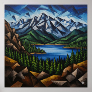 Mountain Cubism Poster