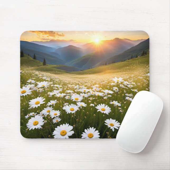 Mountain Daisy Field Mouse Pad (With Mouse)