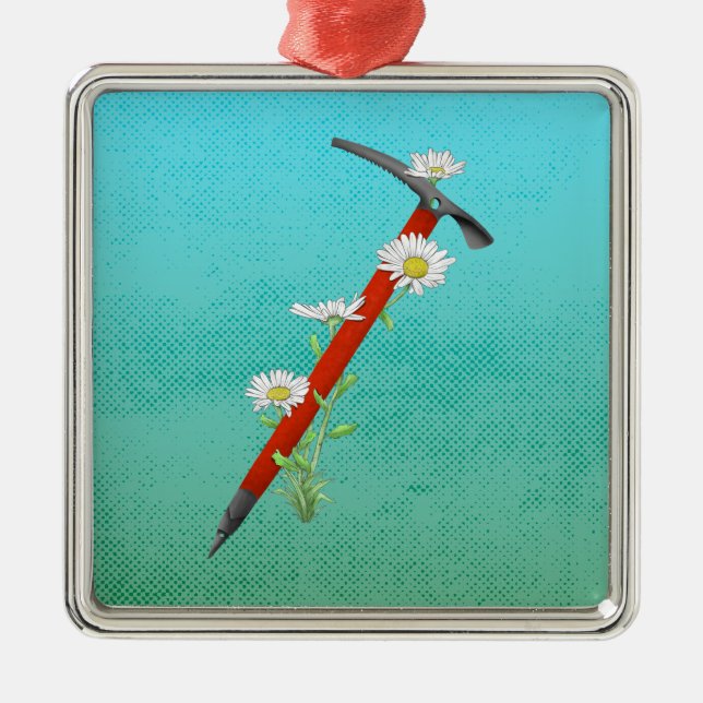 Mountain Daisy Ice Axe Metal Ornament (Front)