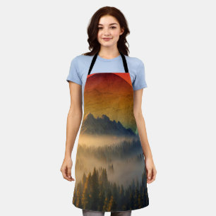 MOUNTAIN DAWN FOREST NATURE SUNSET LANDSCAPE APRON