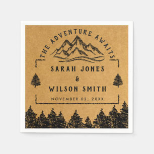 Mountain Destination simple minimal Wedding Napkin