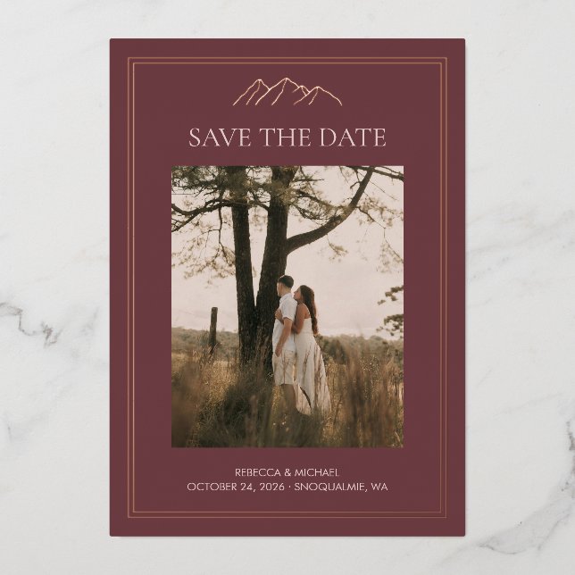 Mountain destination wedding save the date (Front)