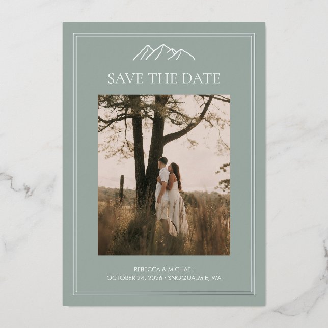 Mountain destination wedding save the date (Front)