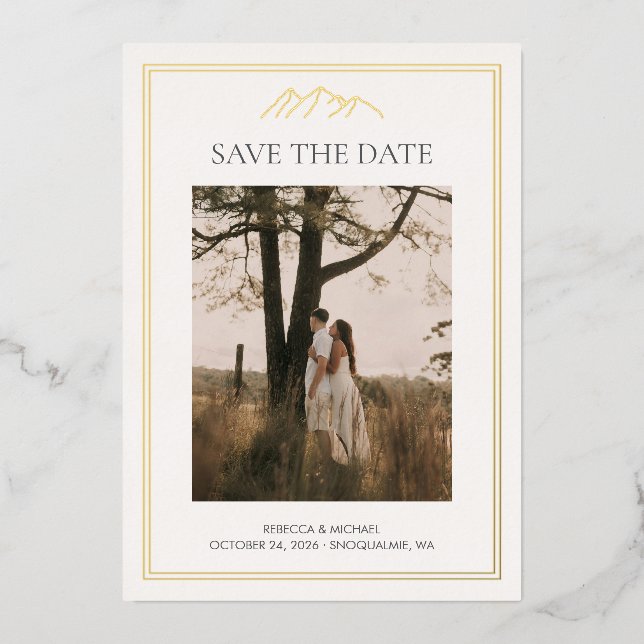 Mountain destination wedding save the date (Front)