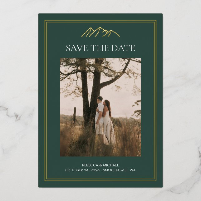 Mountain destination wedding save the date (Front)