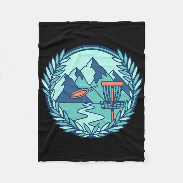 Mountain Disc Golf Scene Flying Disc Basket Course Fleece Blanket (Front)