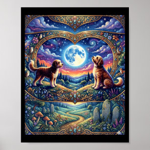 Mountain doodle dog lover vintage nature adventure poster