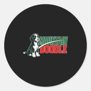 Mountain doodle dog lovers vintage retro outdoor classic round sticker