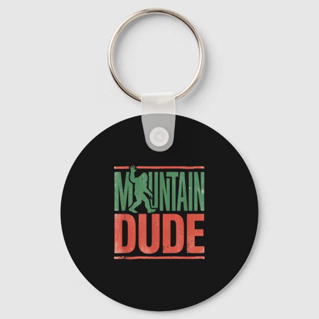 Mountain dude bigfoot retro graphic  key ring (Front)