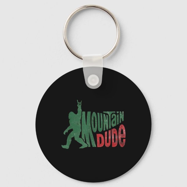 Mountain Dude Funny Bigfoot Hiking Design  Key Ring (Front)