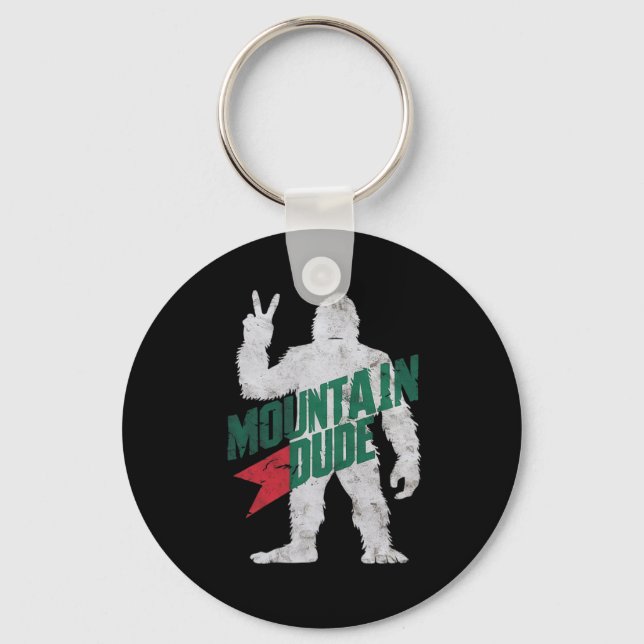 Mountain Dude Funny Bigfoot Sasquatch Hiking Mount Key Ring (Front)