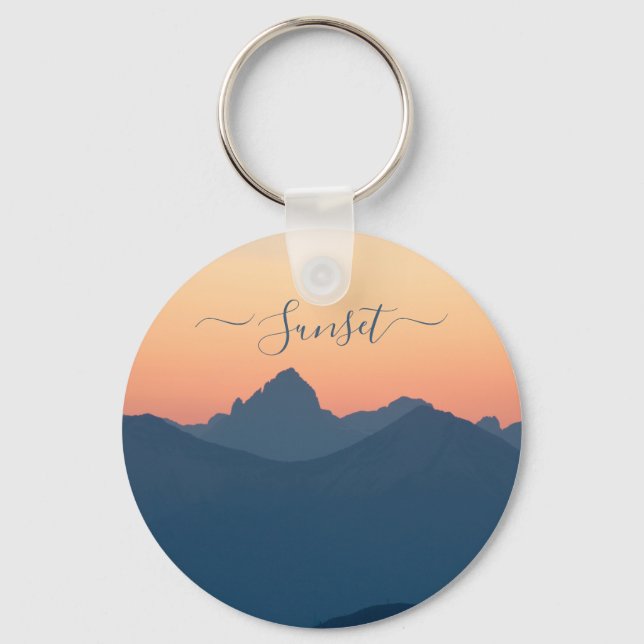 Mountain during golden hours keychain (Front)