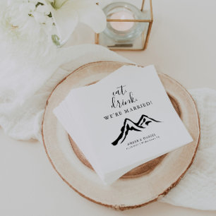 Mountain Eat Drink We're Married Wedding  Napkin