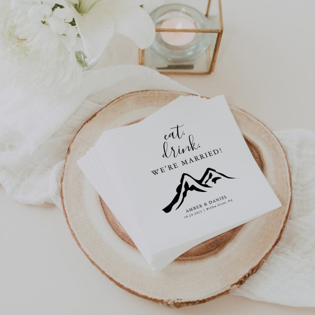 Mountain Eat Drink We're Married Wedding  Napkin (Creator Uploaded)
