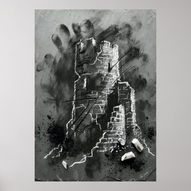 Mountain Echo Spirit Ruins Drawing Poster (Front)