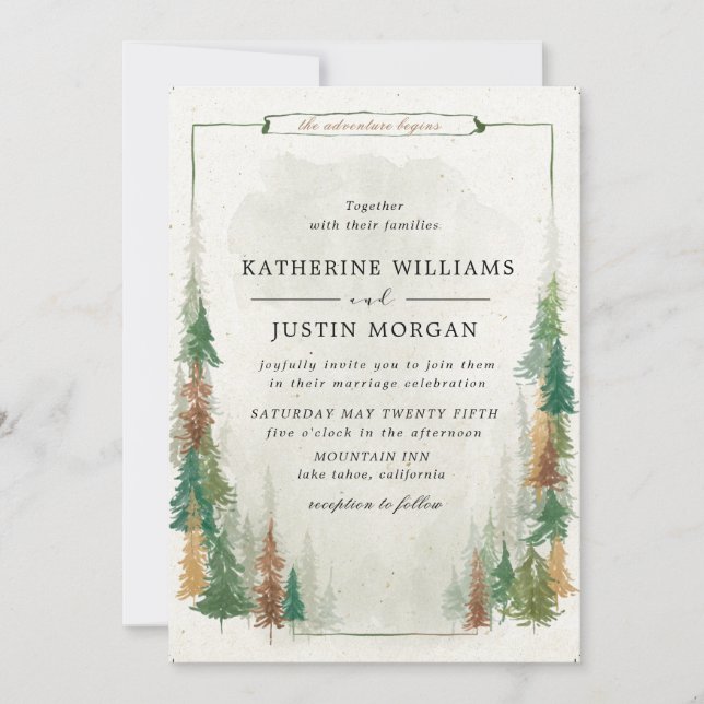 mountain elegant rustic Wedding Invitation (Front)