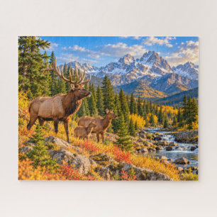 Mountain Elk Family Jigsaw Puzzle