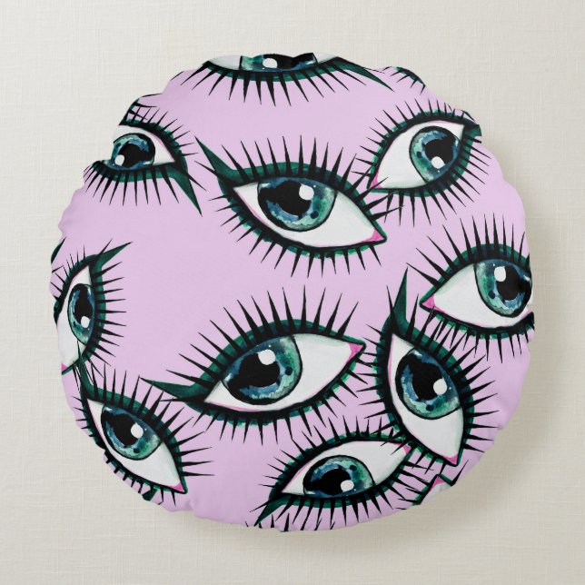 Mountain Eye Abstract Iconic Design Round Cushion (Front)