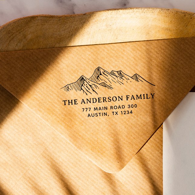 Mountain Family Name Return Address Rubber Stamp (Creator Uploaded)
