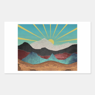 Mountain Fantasy Sunrise Rectangular Sticker