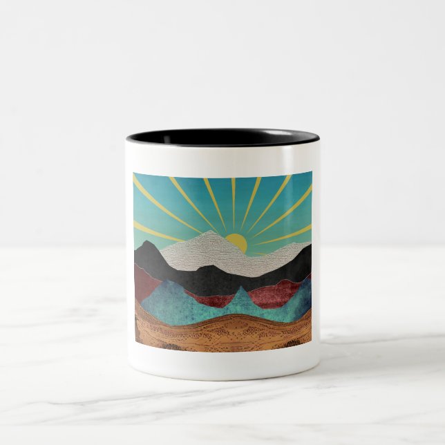 Mountain Fantasy Sunrise Two-Tone Coffee Mug (Center)