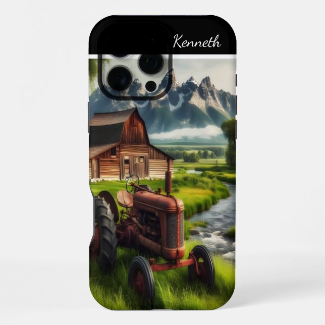 Mountain Farm Tractor iPhone Case (Back)