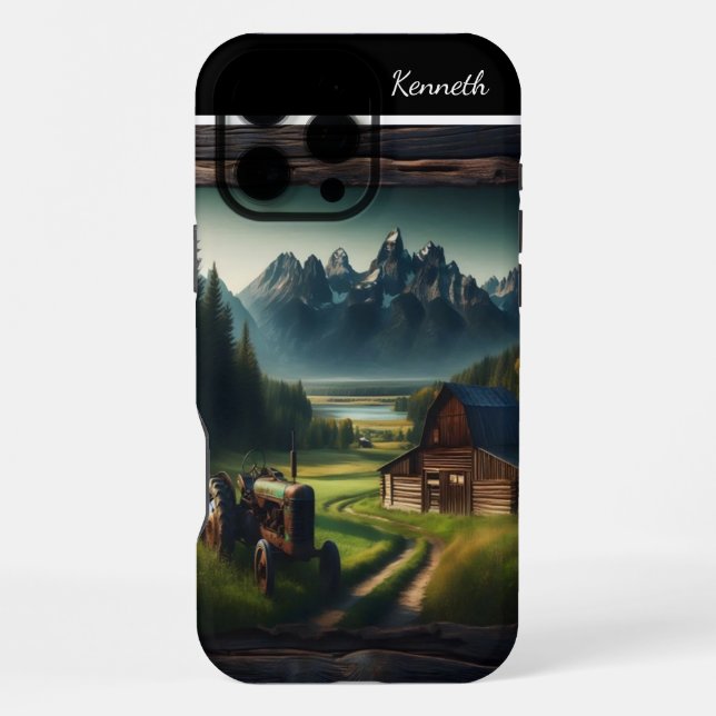 Mountain Farm Tractor iPhone Case (Back)